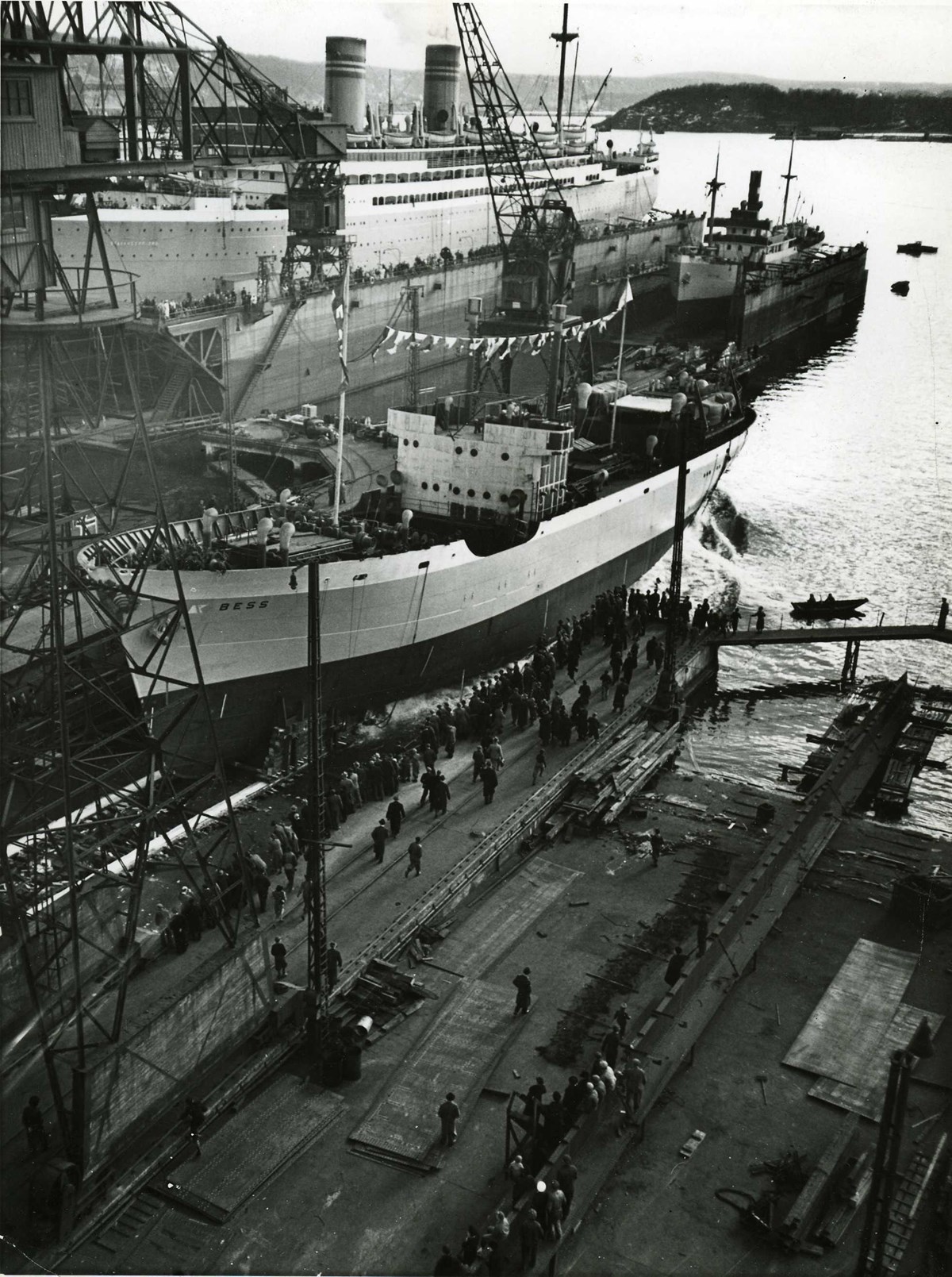 MS Bess sjøsetting. Foto: Polyfoto AS, Norsk Teknisk Museum